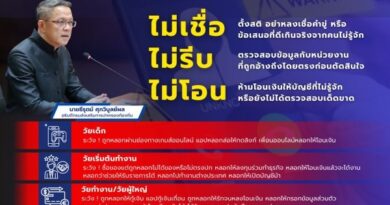 สร้างภูมิคุ้มกันภัยไซเบอร์ ”ไม่เชื่อ – ไม่รีบ – ไม่โอน” ป้องกันมิจฉาชีพหลอกลวงออนไลน์ทุกรูปแบบ
