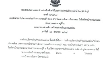 เอกสารประกวดราคาจ้างโครงการก่อสร้างรางระบายน้ำ คสล. จากบ้านนายจันดาว โสภาพรม ถึงโรงเรียน บ้านสวนหม่อน หมู่ที่ 1